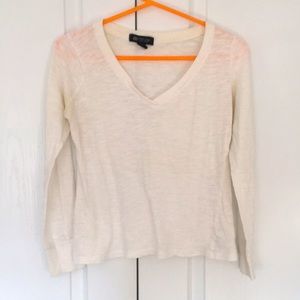 Street Legal White V-Neck lLong Sleeve Top 100% Cotton